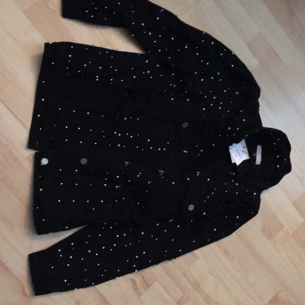 Carli Bybel NWT embellished distressed black denim